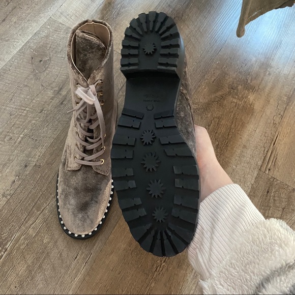 Stuart Weitzman Velvet Combat Boots - Picture 4 of 6